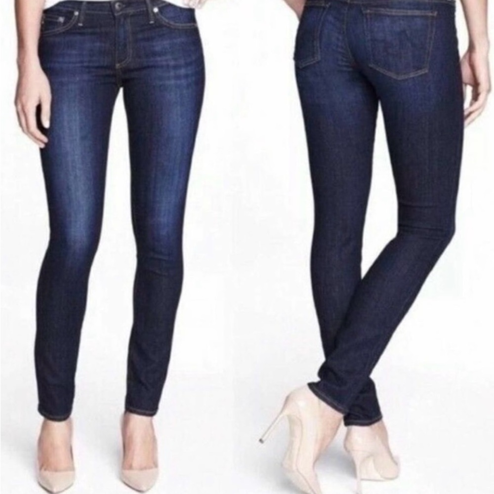 AG The Stilt Cigarette Leg Blue Skinny Jeans with Sleek Fit 24R Made in USA